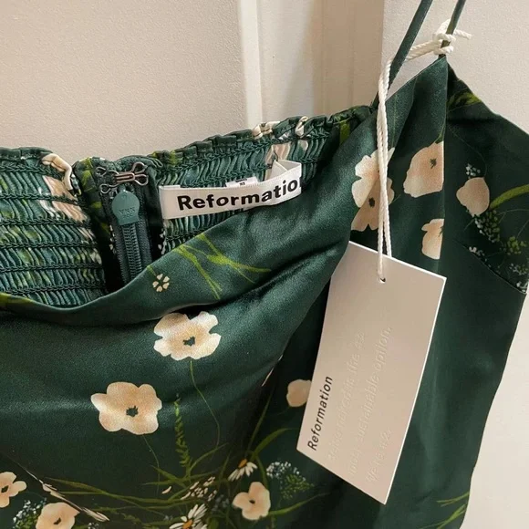 NWT Reformation Frankie Silk Dress Buena - Picture 8 of 9